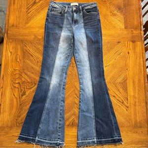 Flying Monkey Woman’s Size 29 High Rise Super Flare Leg Two Toned Denim Jeans